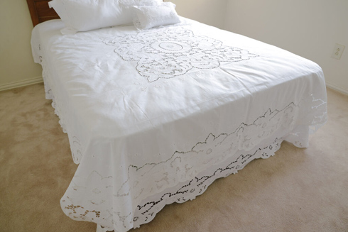Grace Hand Embroidered Bed Coverlet. Full Size